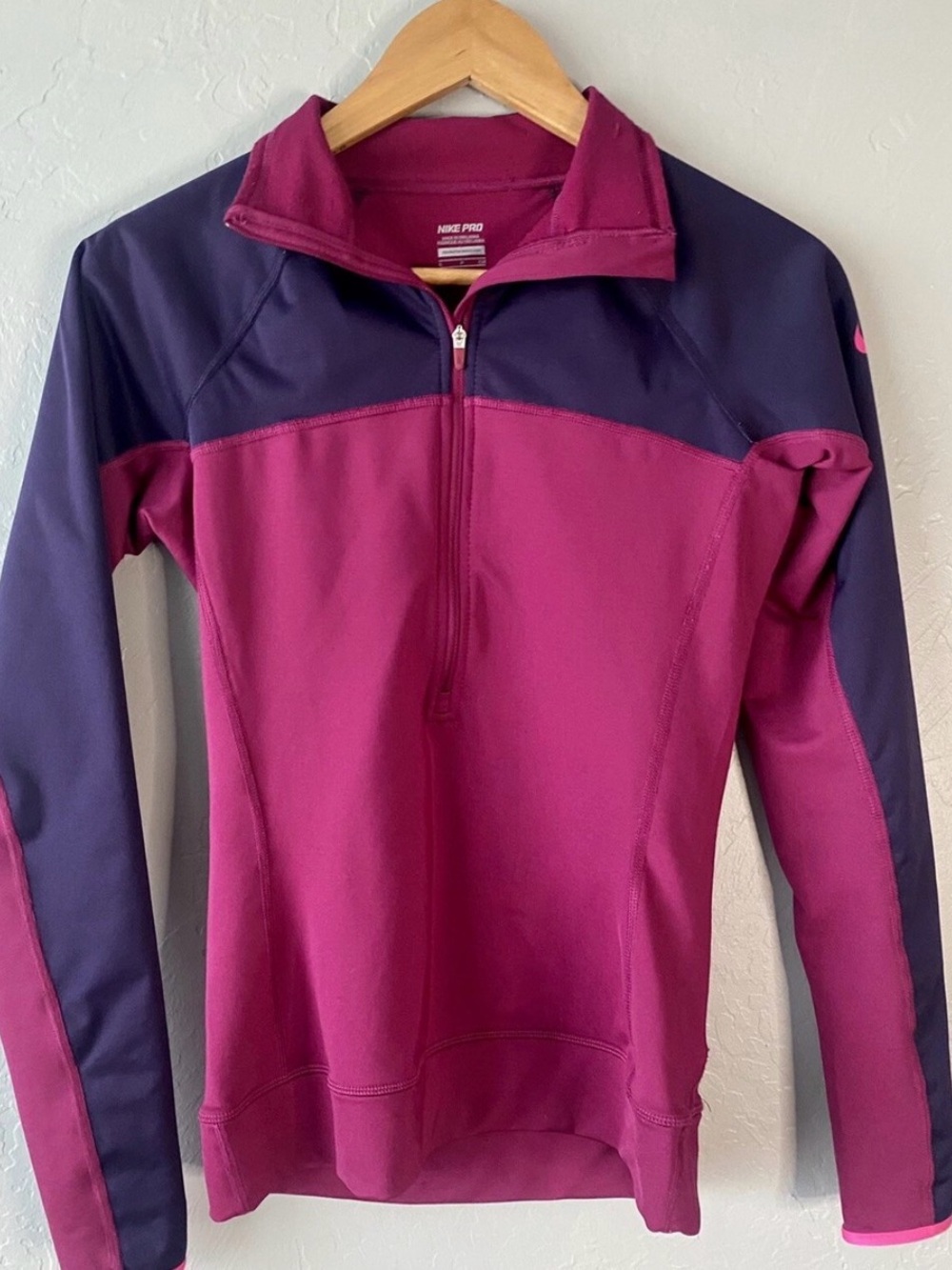 Nike Magenta and Navy Quarter-Zip Athletic Top